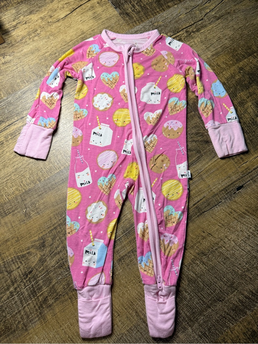 Little Sleepies Pink Treat-Print Footed Pajama